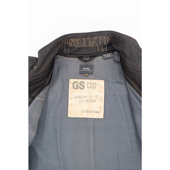 Vintage G-Star RAW GS 33 Distressed Leather Moto Jacket Brown Size S - Picture 8 of 12